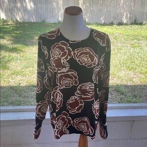 Who What Wear Green Pink Graphic Long Sleeve Hoodie